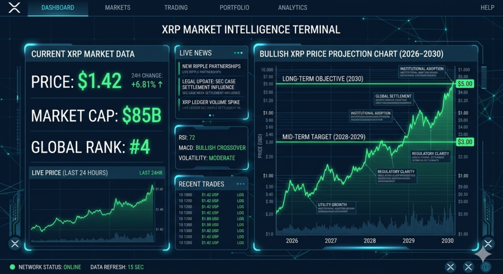 Futuristic crypto trading dashboard
